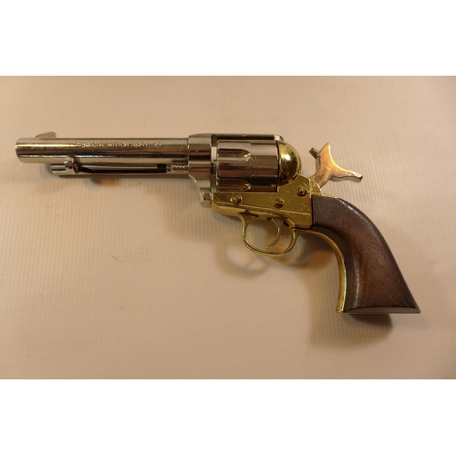 302 - A CASED REPLICA, NON FIRING COLT ARMY 45 CALIBRE REVOLVER, 14CM BARREL