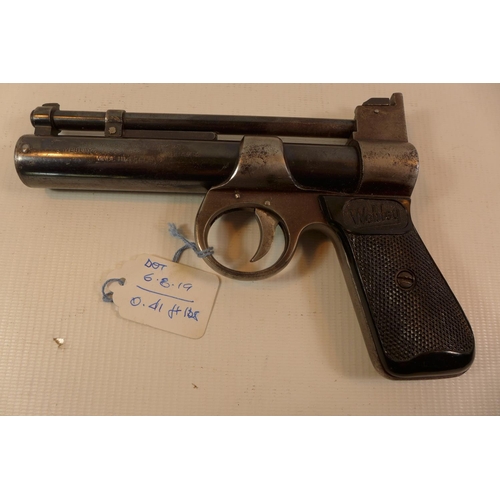 319 - A WEBLEY 177 CALIBRE JUNIOR AIR PISTOL WITH A 15.5CM BARREL. SERIAL NUMBER 177