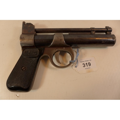 319 - A WEBLEY 177 CALIBRE JUNIOR AIR PISTOL WITH A 15.5CM BARREL. SERIAL NUMBER 177