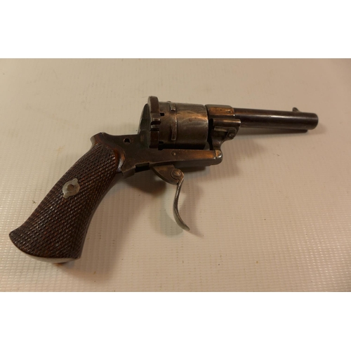 349 - A SIX SHOT PIN FIRE REVOLVER WITH 8.5CM BARREL, A/F