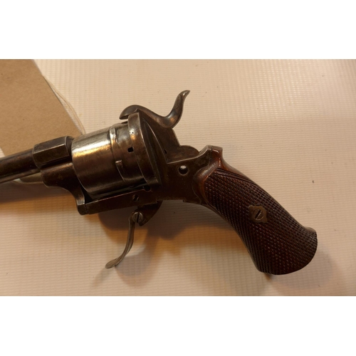 349 - A SIX SHOT PIN FIRE REVOLVER WITH 8.5CM BARREL, A/F