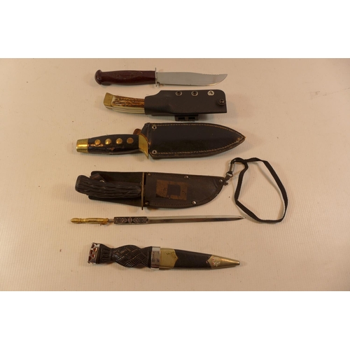 363 - SIX ASSORTED HUNTING KNIVES, BLADE LENGTHS FROM 9CM TO 18CM