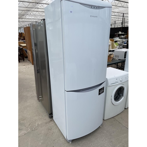 2538 - A WHITE HOTPOINT FRIDGE FREEZER, PAT TEST, FUNCTION TEST AND SANITIZED BUT NO WARRANTY GIVEN