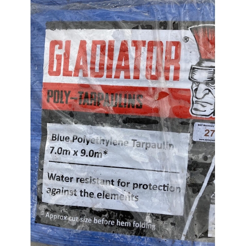 271 - A PAIR OF GLADIATOR POLY-TARPAULINS (7.0MX9.0M) +VAT