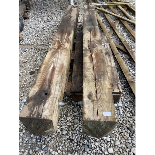 166 - PAIR OF WOODEN GATE POSTS +VAT