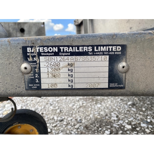 240 - BATESON TRAILER 2007  SERIAL NO. SBN1264AB7SG35710  GROSS WEIGHT 2600KG.