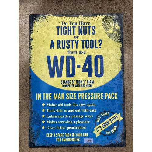 301 - AN ENAMEL 'WD-40' SIGN +VAT