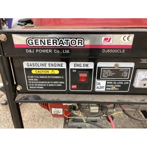 312 - A D&J POWER & CO FUEL GENERATOR 230/115V WITH OPERATION MANUAL NO VAT