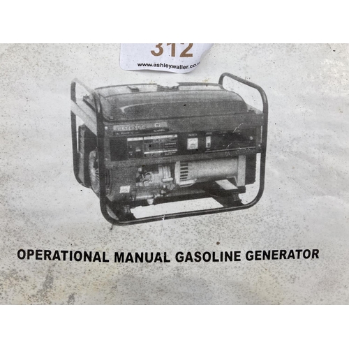 312 - A D&J POWER & CO FUEL GENERATOR 230/115V WITH OPERATION MANUAL NO VAT