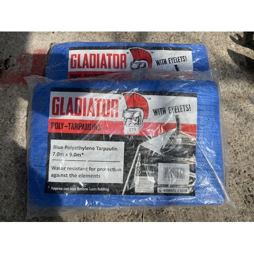 271 - A PAIR OF GLADIATOR POLY-TARPAULINS (7.0MX9.0M) +VAT