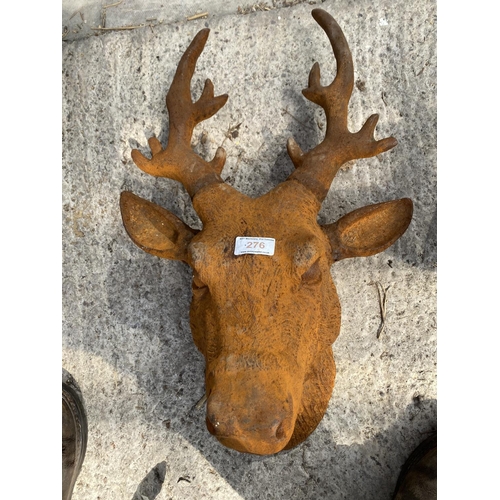 276 - A CAST IRON STAGS HEAD +VAT