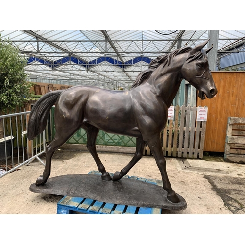 1201 - A LIFE-SIZE BRONZE HORSE FIGURE STANDING AT 13 HANDS HIGH