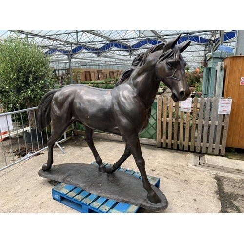 1201 - A LIFE-SIZE BRONZE HORSE FIGURE STANDING AT 13 HANDS HIGH