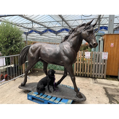 1201 - A LIFE-SIZE BRONZE HORSE FIGURE STANDING AT 13 HANDS HIGH