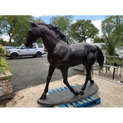 1201 - A LIFE-SIZE BRONZE HORSE FIGURE STANDING AT 13 HANDS HIGH