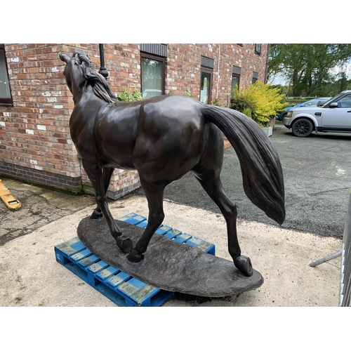 1201 - A LIFE-SIZE BRONZE HORSE FIGURE STANDING AT 13 HANDS HIGH