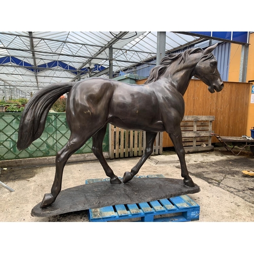 1201 - A LIFE-SIZE BRONZE HORSE FIGURE STANDING AT 13 HANDS HIGH