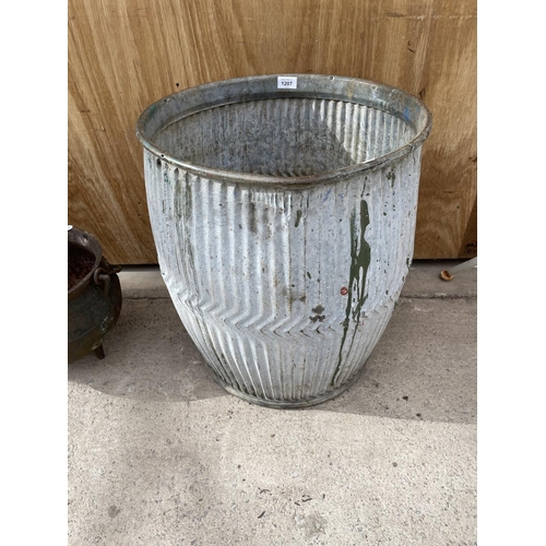 1207 - A VINTAGE GALVANISED DOLLY TUB