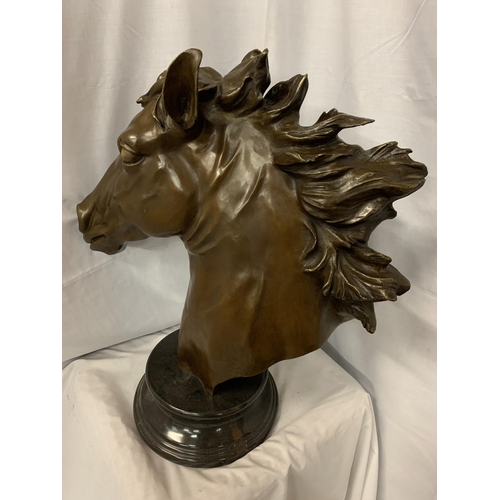 10 - A LARGE BRONZE HORSE HEAD BUST H: 24 INCHES