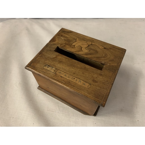 12 - AN INLAID WOODEN STORAGE BOX