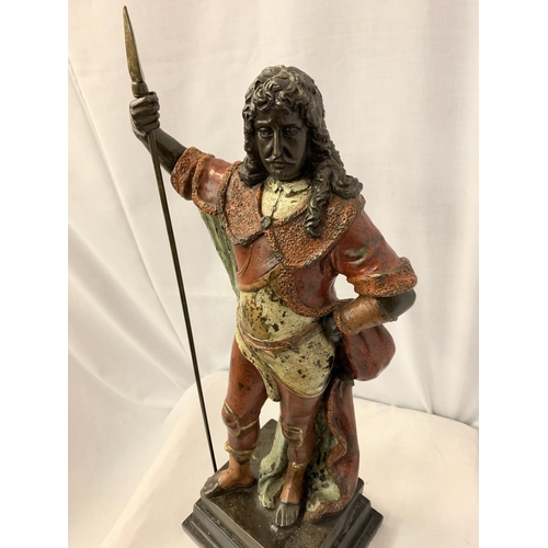 22 - A COLD PAINTED BRONZE FIGURE OF LOUIS XIV