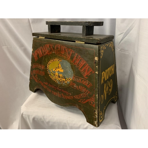 28 - A PAINTED AVERTISING SHOE SHINE BOX WATERLOO STATION ' MRS HOARES GUEST HOUSE - THE LANDLADY CAN TAK... 