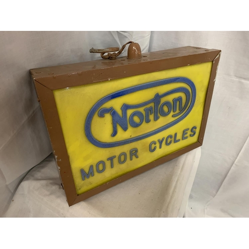 43 - AN ILLUMINATED 'NORTON MOTOR CYCLES' SIGN