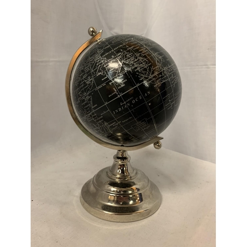 52 - A BLACK AND CHROME GLOBE