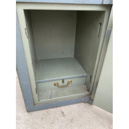 1203 - A VINTAGE WITHY GROVE STORES OF MANCHESTER SAFE WITH INNER DRAWER AND TWO KEYS