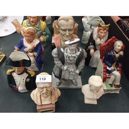 110 - A COLLECTION OF SEVENTEEN CERAMIC FIGURINES AND FIGUREHEADS