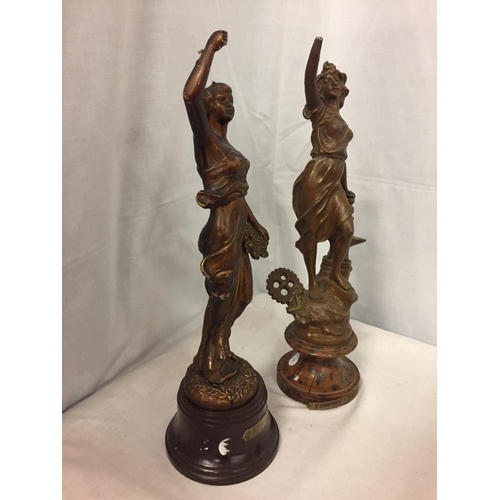 68 - TWO SPELTER FIGURES OF LE PRINTEMPS AND L'JNDUSTRIE A/F