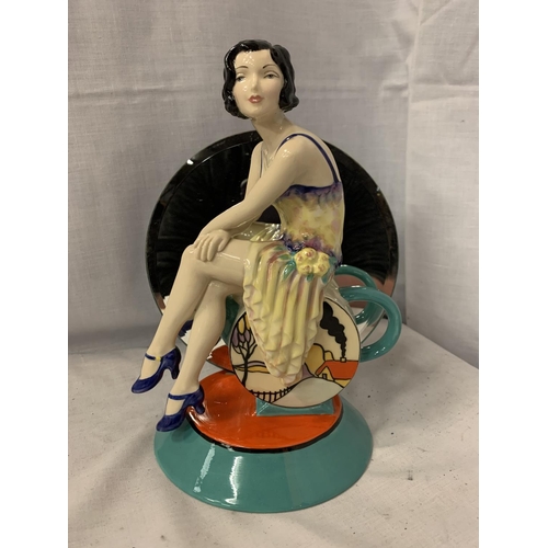 157 - A KEVIN FRANCIS CERAMIC AND MIRROR ART DECO STYLE FIGURINE 'RENAISSANCE' LIMITED EDITION 100/200