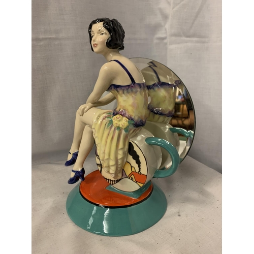 157 - A KEVIN FRANCIS CERAMIC AND MIRROR ART DECO STYLE FIGURINE 'RENAISSANCE' LIMITED EDITION 100/200