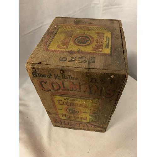 160 - A VINTAGE WOODEN COLMANS MUSTARD BOX