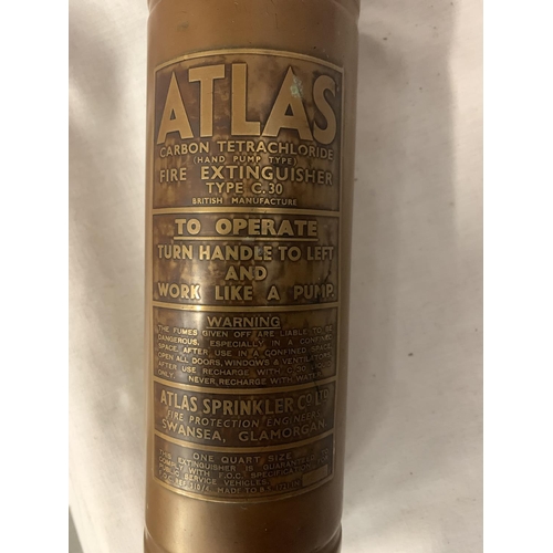 165 - A VINTAGE ATLAS COPPER FIRE EXTINGUISHER