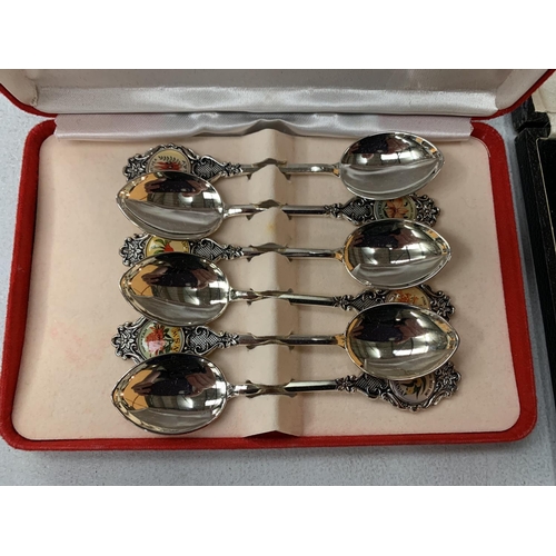 184 - FOUR BOXED FLATWARE ITEMS TO INCLUDE COFFEE BEAN SPOONS, FISH KNIFE AND FORKS ETC