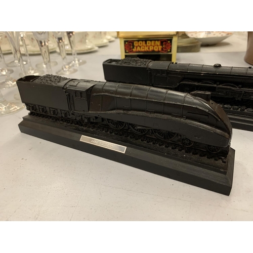 201 - TWO TRAIN MODELS CARVED OUT OF COAL '4472 FLYING SCOTSMAN' AND '4468 MALLARD'