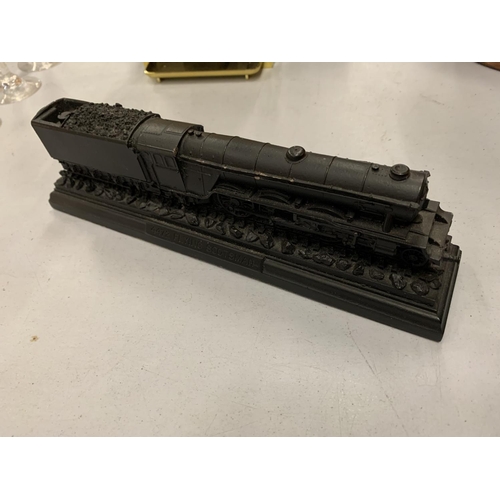 201 - TWO TRAIN MODELS CARVED OUT OF COAL '4472 FLYING SCOTSMAN' AND '4468 MALLARD'