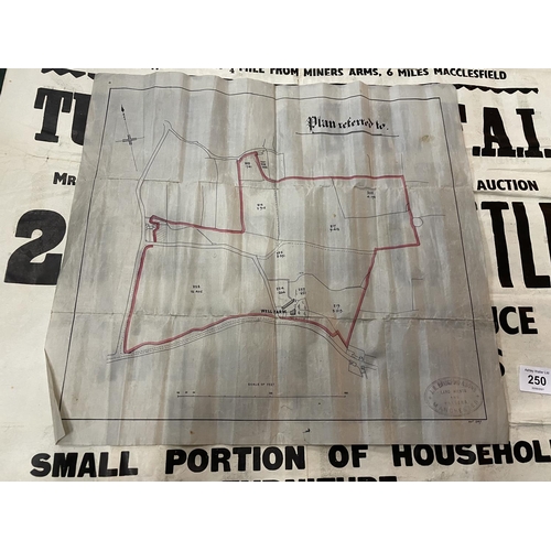 250 - A VINTAGE FARM SALE SIGN 1955 'WELL FARM ADLINGTON' AND PLOT MAP