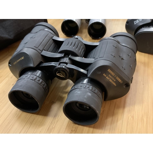 184A - THREE PAIRS OF BINOCULARS TO INCLUDE DRW AND RENHE