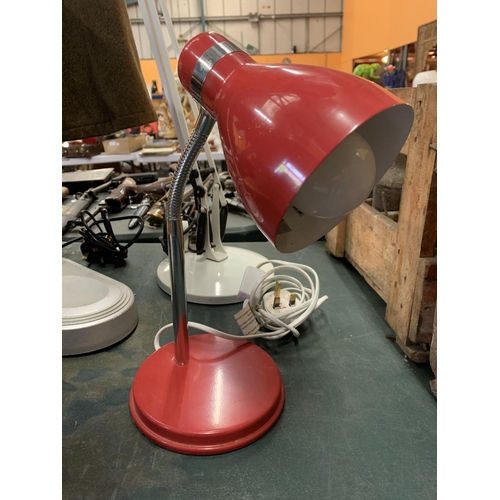 252 - FOUR MODERN METAL TABLE LAMPS TO INCLUDE AN ANGLE POISE EXAMPLE