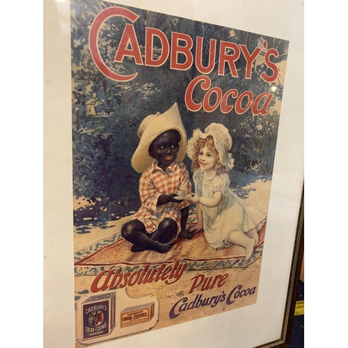 262 - A FRAMED CADBURYS COCOA ADVERTISING POSTER