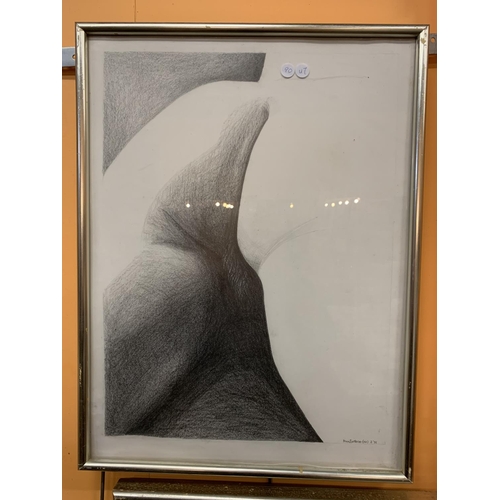 249 - TWO FRAMED EROTIC DRAWINGS SIGNED ALEY EASTIRE