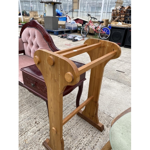 2464 - A TELEPHONE TABLE SEAT AND TOWEL RAIL