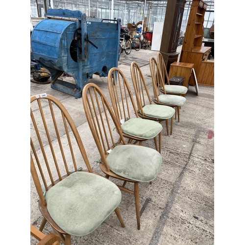 2465 - A SET OF SIX ERCOL DINING CHAIRS STAMPED B.S. L.H. 1960 (2056)