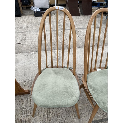 2465 - A SET OF SIX ERCOL DINING CHAIRS STAMPED B.S. L.H. 1960 (2056)