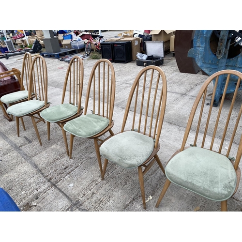 2465 - A SET OF SIX ERCOL DINING CHAIRS STAMPED B.S. L.H. 1960 (2056)