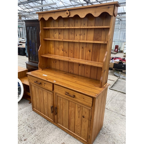 2468 - A MODERN PINE DRESSER COMPLETE WITH RACK