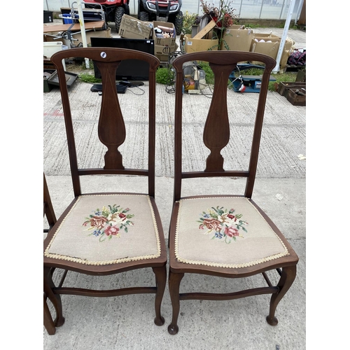 2473 - A PAIR OF EDWARDIAN BEDROOM CHAIRS TOGETHER WITH ONE OTHER