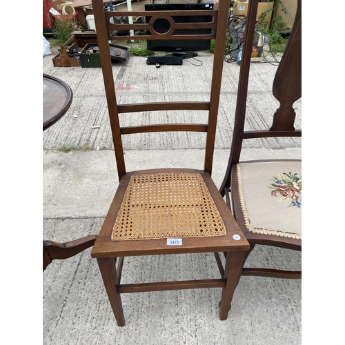 2473 - A PAIR OF EDWARDIAN BEDROOM CHAIRS TOGETHER WITH ONE OTHER